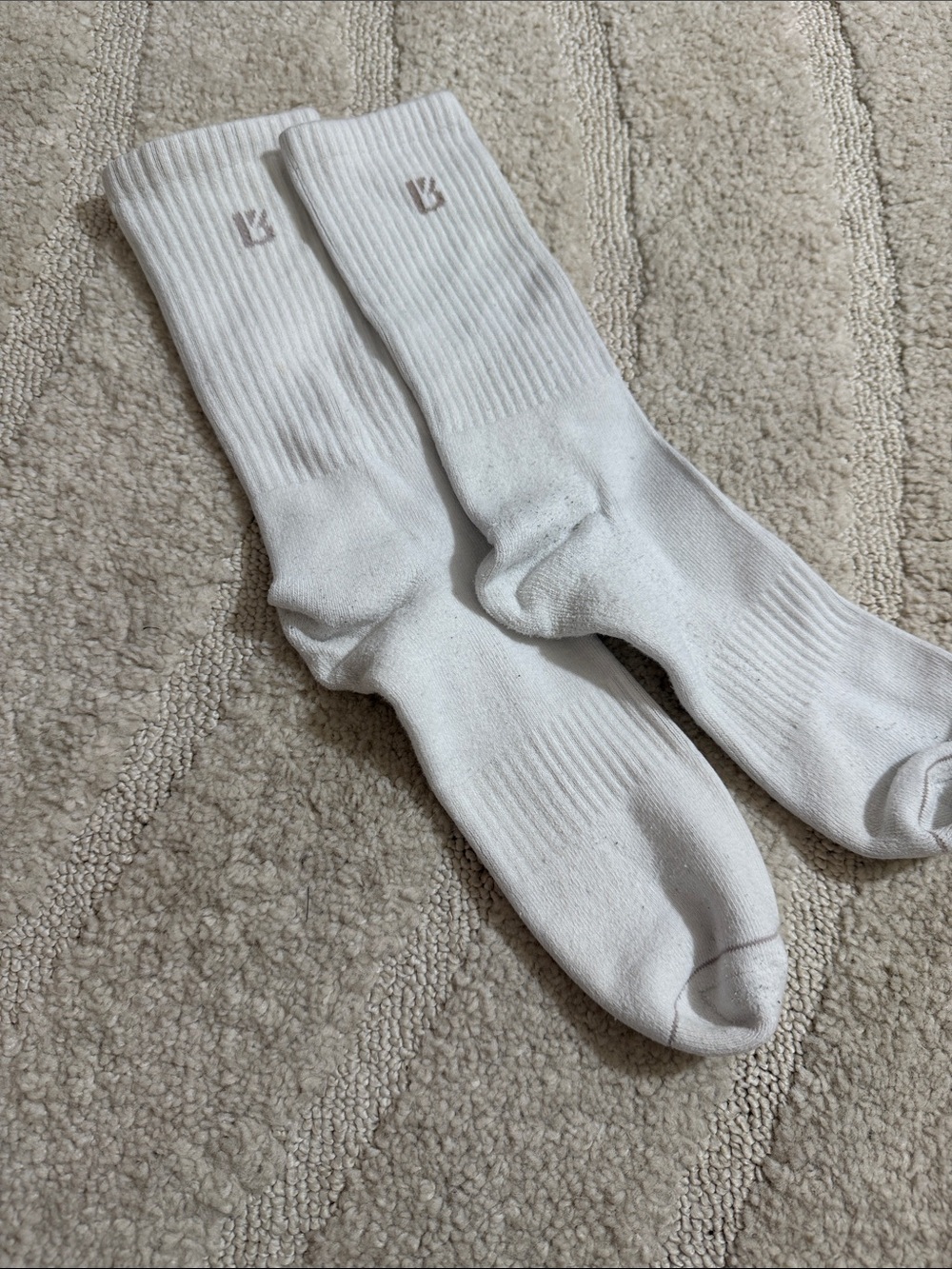 White Crew Socks with Subtle Logo - Buff Bunny